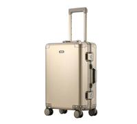 Aoun Valise rigide en alliage d'aluminium et de magnésium avec roulettes, valise rigide entièrement en métal, valise à roulettes, valise à roulettes pour voyage d'affaires, doré, 26 inch, Moderne