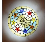 Aouoeeo Plafonnier Style Chambre E27 - Lampe avec Abat-Jour en Verre étoilé - Éclairage intérieur - Lustres Vintage