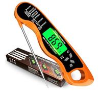 Aouplry Thermomètre à viande numérique, à lecture instantanée avec écran LCD rétroéclairé, étanche IP67, longue sonde pliable et marche/arrêt automatique, parfait pour la cuisine, les barbecues, la