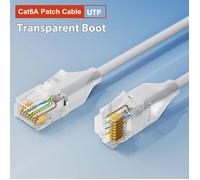 AOUR-COMNEN Cat6A câble de raccordement d'éclairage Ethernet flexible mince 3.8mm UTP RJ45 POE câble LAN pour commutateur Ps5 routeur Xbox ordinateur-0.15mTransparent Boot
