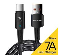 Aour-Fil De Câble Usb De Type C Pour Téléphone Portable, Charge Rapide, Données, 7a, Samsung S10, Xiaomi, Huawei P30, P40 Pro, 100w-Black