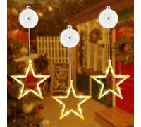 Aourow Lot de 3 étoiles LED - Décoration de Noël - Pour Fenêtre - Fonctionne avec Piles avec Ruban Adhésif Double Face - 2 Modes - Blanc Chaud - Pour Noël,Fête,Mariage