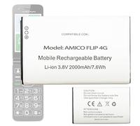 Aousavo Batterie de rechange Flip 4G compatible avec BRONDI Amico Flip 4G / Number 7 / BRONDI FLIP 4G