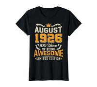 Août 1926 : 100 Ans de Vintage, Un centième Anniversaire Impressionnant T-Shirt Graphique avec Valeur, Femme, Noir, L