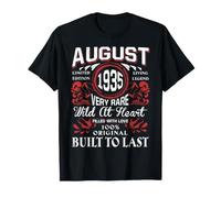 Août 1935 Anniversaire Vintage Étiquette Décorations Rétro Bday T-Shirt