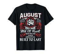 Août 1942 Anniversaire Vintage Étiquette Décorations Rétro Bday T-Shirt