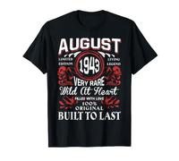 Août 1943 Anniversaire Vintage Étiquette Décorations Rétro Bday T-Shirt