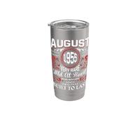 Août 1955 Anniversaire Vintage Étiquette Décorations Rétro Bday Gobelet isotherme en acier inoxydable double paroi