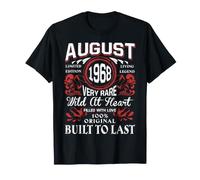 Août 1968 Anniversaire Vintage Étiquette Décorations Rétro Bday T-Shirt