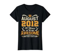 Août 2012 Vintage 14 Ans Awesome 14th Birthday T-Shirt Graphique avec Valeur, Femme, Noir, M