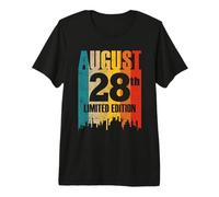 Août 28 Édition Limitée Retro Vintage Anniversaire T-Shirt Haut de Gamme