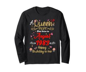 Août Anniversaire Reine Depuis août 1983 Août Fille Manche Longue