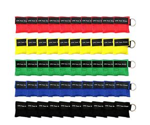 AOUTACC 50pcs Masque de Bouclier Facial de CPR avec Bouteille à Sens Unique Barrière de Respiration, Trousse d'urgence jetable de Masque de Trousseau pour Premiers Secours ou Formation AED