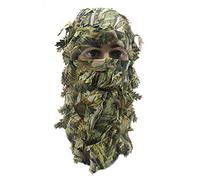 AOUTACC Cagoule Chapeau Feuillage Camouflage Masque Intégral 3D Couvre-chef Turkey Camo Capuche Couvre-tête Chasse Tir Cyclisme Tactique Cagoule Confortable Douce (Reed Forest)