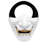 AOUTACC Demi-Masque de Protection pour Airsoft, Monstre Kabuki, samouraï, Hannya Oni, pour Bal masqué, fête, Halloween, Jeux de Guerre CS, BB Gun (Blanc)