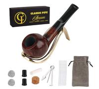 Aouuec Pipe à tabac en bois de bruyère faite à la main, en forme de pomme, kit d'accessoires complet dans une boîte cadeau