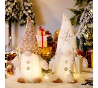 AOUVT 2 Pcs GNOME de Noël en Peluche, GNOME LED de Noël, Décoration Naine de Noël, GNOME de Noël Lumineux, Décoration de GNOME Elfe de Noël, Artisanat Créatif Unique, Décoration du Père Noël