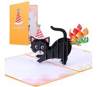 AOUZO Carte Pop Up Anniversaire, Carte d'Anniversaire 3D Drôle Chat Joyeux Anniversaire Carte Unique et Créative Carte Popup Chat pour Femmes Hommes Amoureux des Chats Carte d'anniversaire (Jaune)