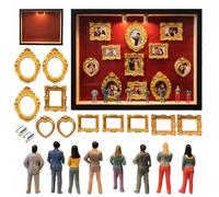 AOUZOVLI BoîTe à Silhouettes Pour Mini-Musée à Faire Soi-MêMe,Comprend 8 figurines miniatures et 11 mini cadre doré, parfaits pour les anniversaires, les mariages ou les fêtes.