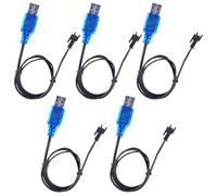 AOUZOVLI Carrera Rc Lot de 5 chargeurs USB 3,7 V avec fiche Sm-2p Convient pour hélicoptères, drones et voitures télécommandées