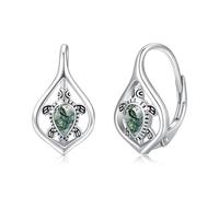 AOVEAO Boucles d'oreilles créoles en argent sterling 925 en forme de tortue/lapin, cadeau pour femme, Acier inoxydable, agate mousseuse