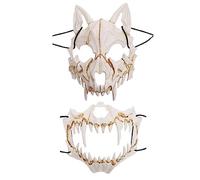 AOVNA Lot de 2 masques d'Halloween avec tête de mort - Tigre/loup-garou - Masque effrayant pour cosplay