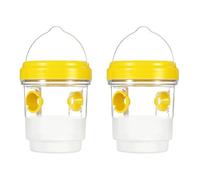AOVNA Lot de 2 pièges à guêpes d'extérieur imperméables réutilisables avec réservoir d'appât, piège à abeilles à suspendre, piège à abeilles avec frelon, veste jaune, guêpes, frelons étanche pour une