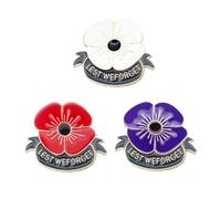 AOVNA Lot de 3 broches coquelicots en métal pour la journée des anciens combattants, le jour commémoratif, le dimanche du souvenir