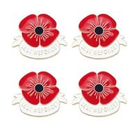 AOVNA Lot de 4 broches coquelicot « Let Us Not Forget The Veterans Day Memorial Day » en émail rouge - Cadeau pour femme et homme