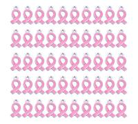 AOVNA Lot de 50 pendentifs en ruban de sensibilisation au cancer du sein pour loisirs créatifs, colliers, bracelets, bijoux