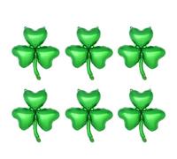 AOVNA Lot de 6 ballons trèfle en aluminium pour décoration de la Saint-Patrick - Ballons en forme de trèfle irlandais - Ballons porte-bonheur pour fête de patrick
