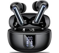 AOVOCE Ecouteurs Bluetooth sans Fil Casque Bluetooth 5.3 avec 4 ENC Réduction Bruit Mic Écran LED 42H Durée Lecture Sport HiFi Son Stéréo Oreillette Contrôle Tactile pour iOS Android Bleu Foncé
