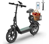 AOVOPRO Trottinette électrique ESBS Avec Siège et Panier 14 pouces- 500W - 10.4Ah - Noir Noir G