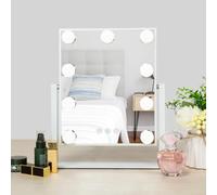 Aovquof Miroir Hollywood pour Maquillage Lumineux, Miroir éclairé avec LED, 3 Modes d'éclairage, avec loupe cosmétique Amovible 10x, Miroir de Table - Blanc (25 * 30 cm)