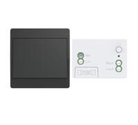 Aovrlcx Noir kit interrupteur sans fil sans piles poussoir autoalimente va et vient sans fil sans pile radio interrupteur a distance telerupteur RF433MHz (Black 1Gang 1V1)