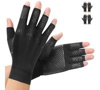 AovYoo 2 Paires Gants pour L'Arthrose avec Cuivre, Gants de Compression sans Doigts, Gants de Jeu pour L'Arthrite pour Le Travail, Le Sommeil, Le Sport, Offrent Soutien Et Chaleur aux Doigts（M）