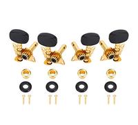 AOWINHIT Black Bouton Gold Ukulele Classical Tuning Pegs Machine Heads Pièces de Bricolage 2L2R, Ukulele Guitar Maintenance Remplacement, Copper Alloy Gears Taping Strings
