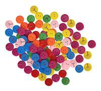 AOWINHIT Ensemble de Boutons en Bois avec 200 Boutons Colorés de 20 Mm | Matériau en bois naturel, 2 trous pour la couture, couleurs variées, idéal pour l\'artisanat