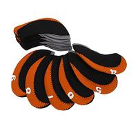 AOWINHIT Ensemble de Couvre-têtes de Club de en Cuir, 10 Pièces, en Néoprène Souple et Durable, Protège Les Fers de pour Les Voyages en Plein Air (Orange)