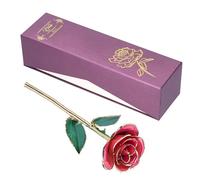 AOWINHIT Fleur de Rose Plaquée Or 24 Carats, Ornement Cadeau Durable | Fleur en métal, Décoration unique, Couleur préservée, Cadeau de Noël