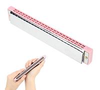 AOWINHIT Harmonica Professionnel Diatonique Mouthorgan C Key, Couvercle en Acier Inoxydable pour Débutants et Enfants en Blanc (Rose)