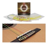 AOWINHIT Jeu de Cordes de Guitare Acoustique Colorées pour Guitares Classiques, 6 Pièces Enroulées en Alliage de Cuivre avec Revêtement Arc-en-ciel et Noyau en Nylon, Son Brillant et jouabilité