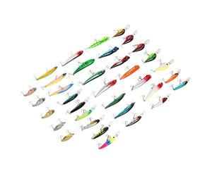 AOWINHIT Kit de Leurres de Pêche Mixtes, 35 Pièces, pour Les Aventures de Pêche en Eau Douce et en Eau Salée, Appât Dur Durable avec Un Design Réaliste