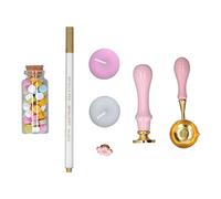 AOWINHIT Kit de Tampons à Cacheter avec Manche en Bois, Design Rétro | Motif clair, plusieurs couleurs, beau coffret cadeau, différents designs