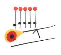 AOWINHIT Mini Canne à Pêche sur Glace Jaune Portable, pour Utilisation en Extérieur en Hiver, avec 5 Pointes à Ressort à Boule Rouge (L)