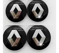 AOWNE Lot de 4 cache-moyeux noirs de 57 mm avec emblème de jante avec logo pour Renault (noir)