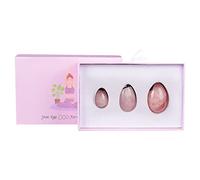 AOWNE Lot d'œufs de yoni en quartz rose naturel percé pour femme avec boules de cristal pour exercices de Kegel, pierre de massage, quartz rose