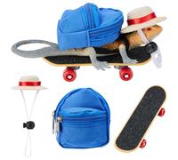 AOWPFVV Lot de 3 accessoires de dragons barbus - Sac à dos réglable - Chapeau et mini skateboard - Pour lézard barbu - Hamster - Perroquet - Petite tortue - Reptiles - Petits animaux