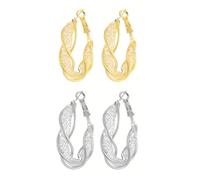 AOWVUTS 2 Paires Boucles d'oreille Créole Femme Creoles Plaqué Or 14K/Argent 925 Boucles d'Oreilles Creoles Torsadées Zircone Boucle D'oreille Hypoallergénique Grandes pour Fête de Mariage
