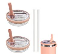 AOWVUTS 2 Pièces Couvercles de Rechange pour Gobelets 40oz Stanley Cup Couvercle Étanche Couvercle Réutilisable Anti-Fuite avec 2 Paille Couvercles de Remplacement pour Stanley Cup (Rose)